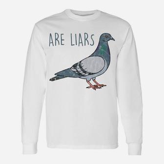 Pigeons Are Liars Aren't Real Spies Birds Pun Unisex Long Sleeve | Crazezy