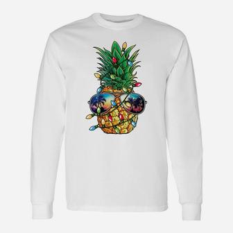 Pineapple Christmas Tree Lights Xmas Men Gifts Sunglasses Sweatshirt Unisex Long Sleeve | Crazezy UK