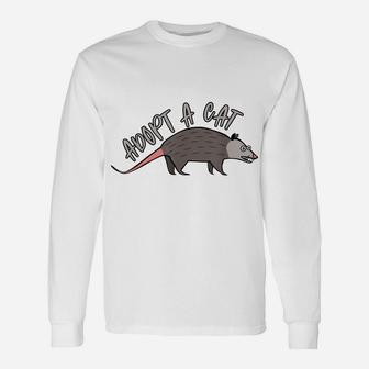 Possum Adopt A Cat Ugly Opossum Lovers Vintage Gift Unisex Long Sleeve | Crazezy CA