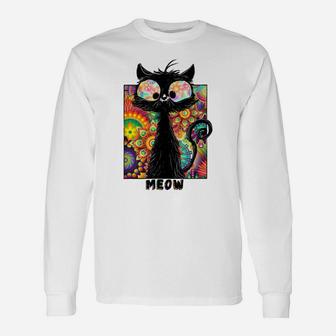 Psychedelic Cat Shirt | Colored Cat Tee | Funny Cat Tee Unisex Long Sleeve | Crazezy DE