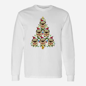 Pug Christmas Tree Sweatshirt Xmas Gift For Pug Lover Unisex Long Sleeve | Crazezy UK