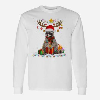 Raccoon Reindeer Xmas Light Christmas Ornaments Santa Lover Unisex Long Sleeve | Crazezy