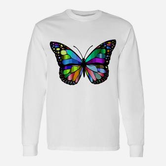 Rainbow Black Butterfly Long Sleeve T-Shirt - Thegiftio UK