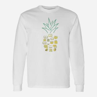 Reading Pineapple Women Cute Book Graphic Unisex Long Sleeve | Crazezy