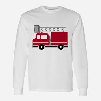 Red Firefighter Fire Truck Unisex Long Sleeve | Crazezy