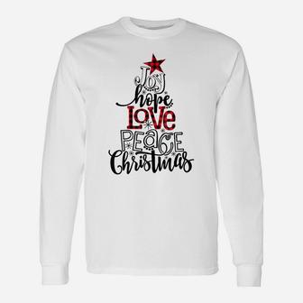 Red Plaid Joy Hope Love Peace Christmas Tree Family Pajamas Unisex Long Sleeve | Crazezy DE