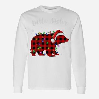 Red Plaid Little Sister Bear Buffalo Family Pajama Christmas Unisex Long Sleeve | Crazezy UK