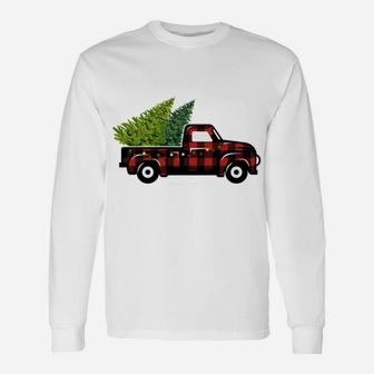 Red Truck With Christmas Tree Vintage Gifts Merry Christmas Unisex Long Sleeve | Crazezy CA