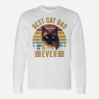 Retro Vintage Best Cat Dad Ever Fathers Day Siamese Cat Gift Unisex Long Sleeve | Crazezy AU