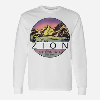 Retro Vintage Zion Shirt National Parks Tee Shirt Unisex Long Sleeve | Crazezy DE