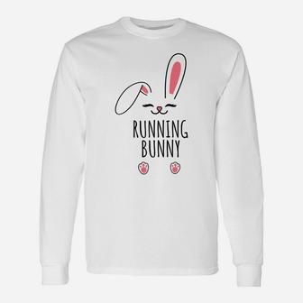 Running Bunny Funny Matching Easter Bunny Egg Hunting Unisex Long Sleeve | Crazezy UK