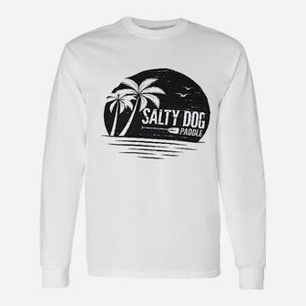 Salty Dog Ringspun Relaxed Fit Retro Beach Ocean Sunset Unisex Long Sleeve | Crazezy CA
