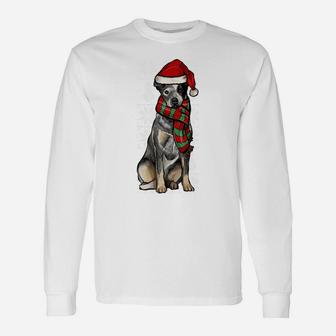 Santa Hat Xmas Australian Cattle Dog Ugly Christmas Sweatshirt Unisex Long Sleeve | Crazezy DE