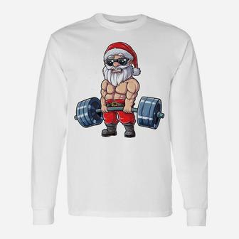 Santa Weightlifting Christmas Fitness Gym Deadlift Xmas Men Sweatshirt Unisex Long Sleeve | Crazezy