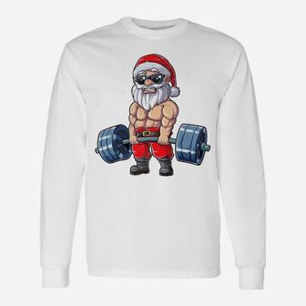 Santa Weightlifting Christmas Fitness Gym Deadlift Xmas Men Unisex Long Sleeve | Crazezy AU