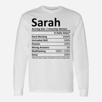 Sarah Nutrition Personalized Name Funny Christmas Gift Idea Unisex Long Sleeve | Crazezy CA
