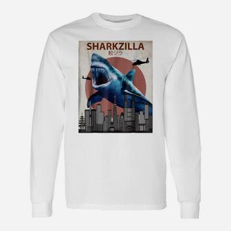 Sharkzilla Funny Shark | Shark Lovers Gift Unisex Long Sleeve | Crazezy