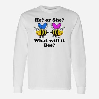 He Or She What Will It Bee Gender Reveal 2 Long Sleeve T-Shirt - Thegiftio UK