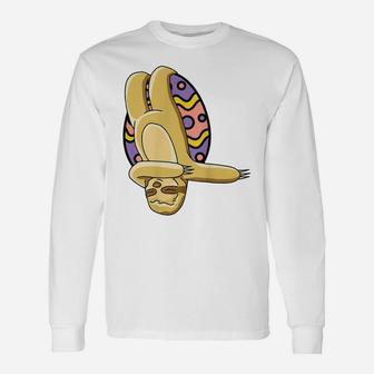 Sloth Dabbing Happy Easter Cute Egg Hunting Unisex Long Sleeve | Crazezy CA