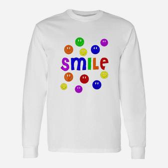 Smileteesall Cute Smile Text With Colorful Smiley Faces Unisex Long Sleeve | Crazezy