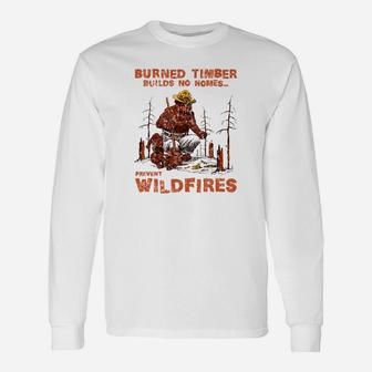 Smokey Bear Burned Timbers Build No Homes Long Sleeve T-Shirt - Thegiftio UK