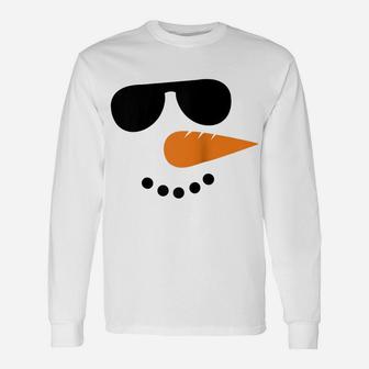 Snowman Face Christmas Funny Santa Claus Xmas Sunglass Cool Raglan Baseball Tee Unisex Long Sleeve | Crazezy