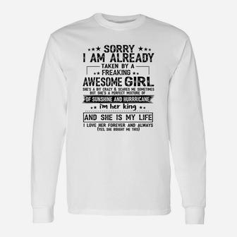 Sorry I Am Already Taken By A Freaking Awesome Girl Long Sleeve T-Shirt - Seseable