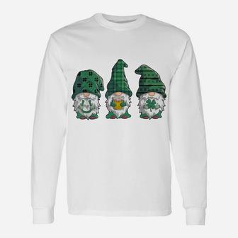 St Patricks Day Shirt Gnomes Gift Women Green Buffalo Plaid Unisex Long Sleeve | Crazezy UK