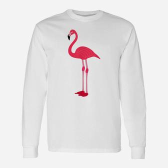 Standing Pink Flamingo Design Unisex Long Sleeve | Crazezy