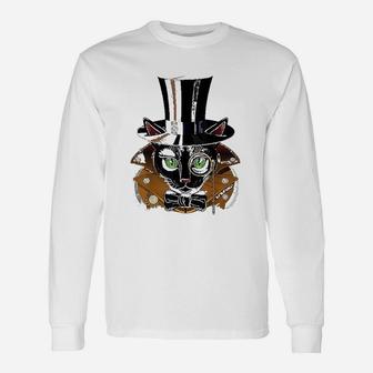 Steampunk Black Cat Long Sleeve T-Shirt - Thegiftio