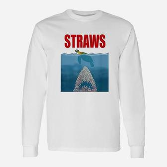 Straws Save Sea Turtles Save Earth Day Unisex Long Sleeve | Crazezy CA