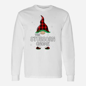 Stubborn Gnome Buffalo Plaid Matching Family Christmas Unisex Long Sleeve | Crazezy