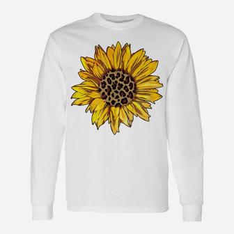 Sunflower Leopard Animal Print Fashion Flower Graphic Unisex Long Sleeve | Crazezy