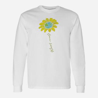 Sunflower Love Earth Day Retro Nature Environmentalist Gift Unisex Long Sleeve | Crazezy CA