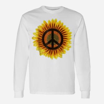 Sunflower Peace Sign 1960S 1970S Hippie Flower Retro Unisex Long Sleeve | Crazezy