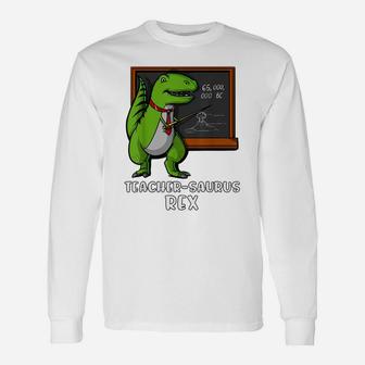 T-Rex Dinosaur School Teacher Funny Science Professor Men Unisex Long Sleeve | Crazezy