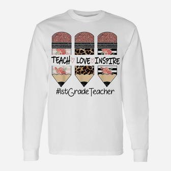 Teach Love Inspire 1St Grade Teacher Crayon Unisex Long Sleeve | Crazezy