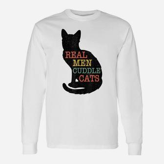 Tg Real Man Cuddle Cat Shirt Cat Owners Lovers Tee Unisex Long Sleeve | Crazezy AU