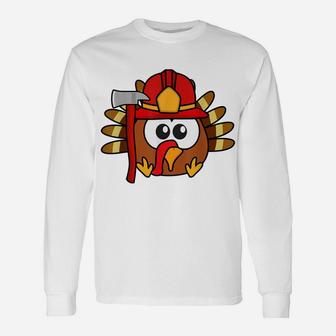Thanksgiving Firefighter Turkey - Funny Feast Day Gift Unisex Long Sleeve | Crazezy AU