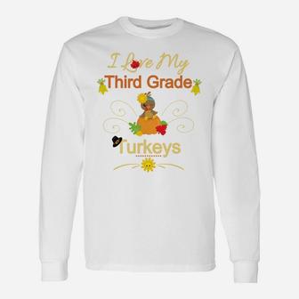 Thanksgiving Third Grade Teacher Longsleeve Shirt-Turkeys Unisex Long Sleeve | Crazezy UK