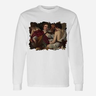 The Musicians Famous Painting By Caravaggio Raglan Baseball Tee Unisex Long Sleeve | Crazezy DE