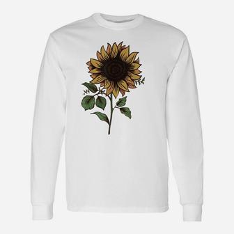 The Sunflower With Stem Flower Design Apparel Unisex Long Sleeve | Crazezy