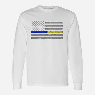 Thin Blue Gold Line 911 Police Unisex Long Sleeve | Crazezy CA
