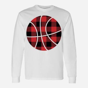 Tis The Season Red Buffalo Plaid Basketball Christmas Pajama Sweatshirt Unisex Long Sleeve | Crazezy DE