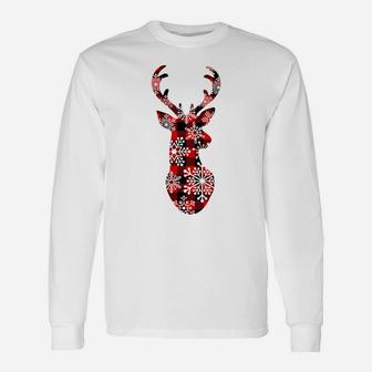 Toddler Snowflake Christmas Buffalo Red Plaid Deer Reindeer Unisex Long Sleeve | Crazezy