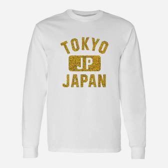 Tokyo Japan Gym Style Distressed Amber Print Unisex Long Sleeve | Crazezy