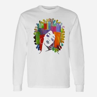 Trendy Afro Strong Melanin Queen With Natural Hair Unisex Long Sleeve | Crazezy