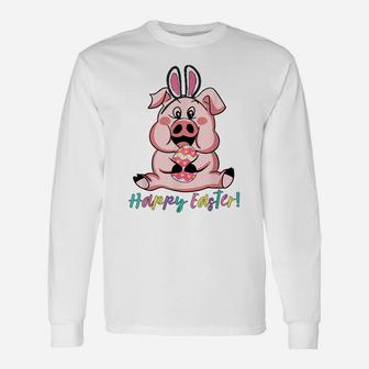 Tu Happy Easter Pig Bunny Easter Egg Hunting Costume Unisex Long Sleeve | Crazezy UK
