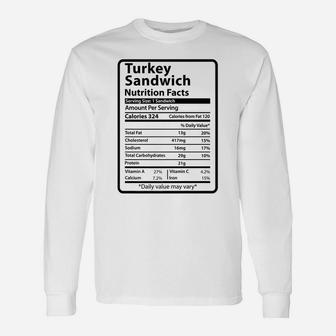 Turkey Sandwich Nutrition Facts Thanksgiving Christmas Food Unisex Long Sleeve | Crazezy CA