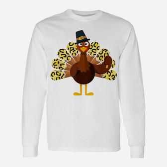 Turkey Thanksgiving Day Gifts Pilgrim Leopard For Womens Unisex Long Sleeve | Crazezy
